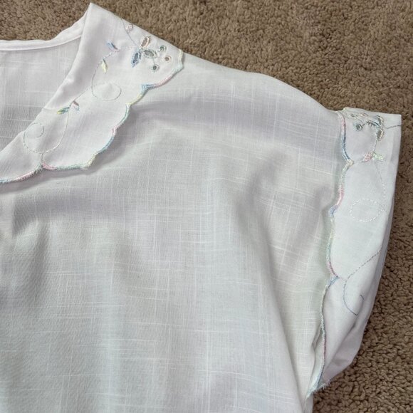JR Bentley Shirt Womens 16 White Embroidered Rainbow Button Cottagecore Vintage - Picture 5 of 10